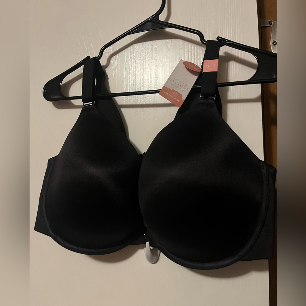 NWT Cacique Invisible Backsmoother Boost Plunge Bra black 42DDD